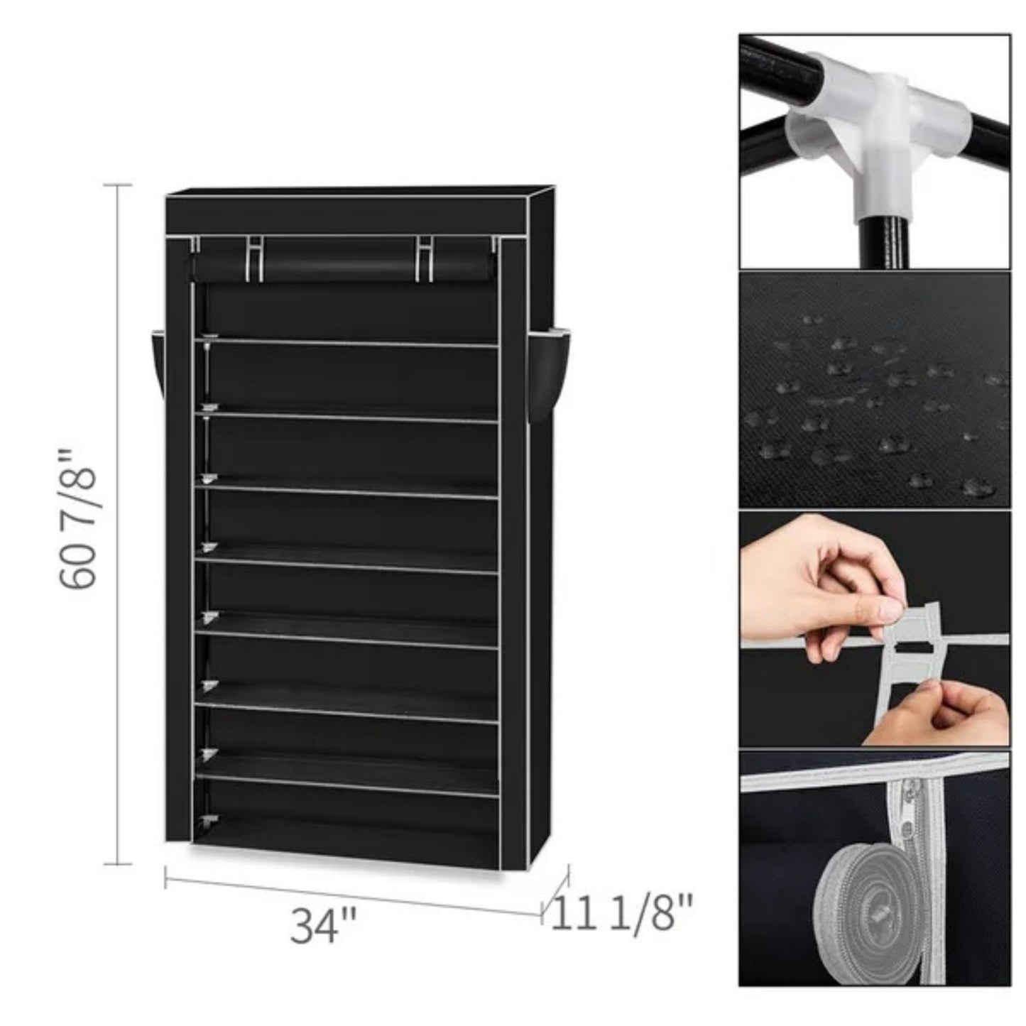 10 Tiers Shoe Rack With Dustproof Cover Closet Shoe Storage Cabinet Organizer RT