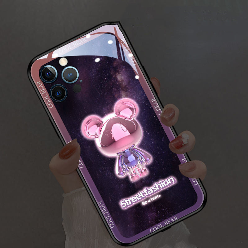 Starry Sky Metal Bear Glow Phone Case