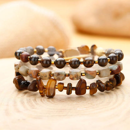 Tigereye Gravel Bronze Glow Ball Bracelet