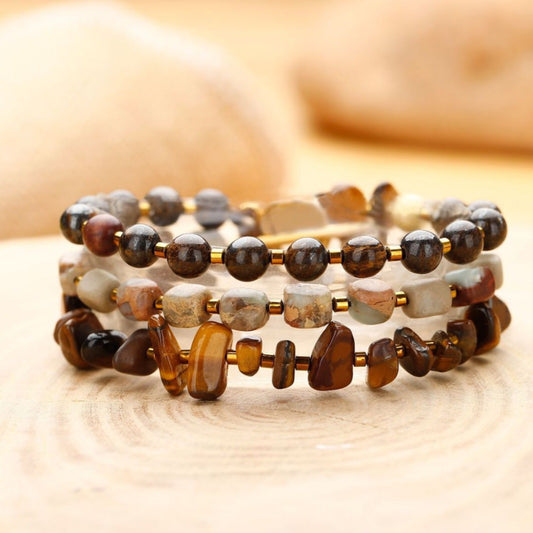 Tigereye Gravel Bronze Glow Ball Bracelet