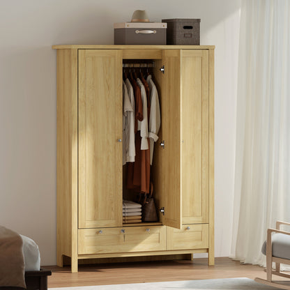 3 Doors Wardrobe Closet with 2 Drawers