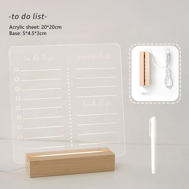 Transparent Note Board Acrylic Erasable Message Glow