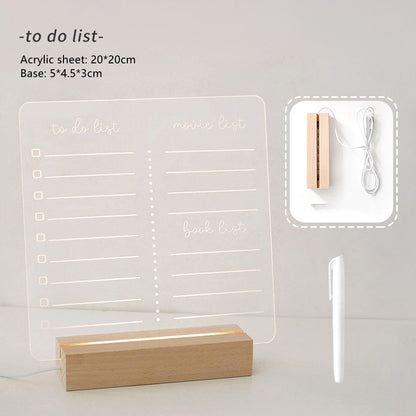 Transparent Note Board Acrylic Erasable Message Glow