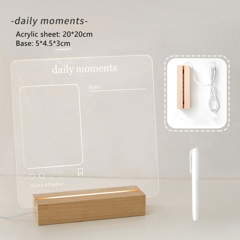 Transparent Note Board Acrylic Erasable Message Glow