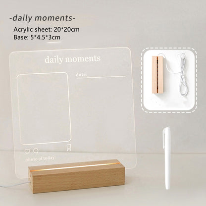 Transparent Note Board Acrylic Erasable Message Glow