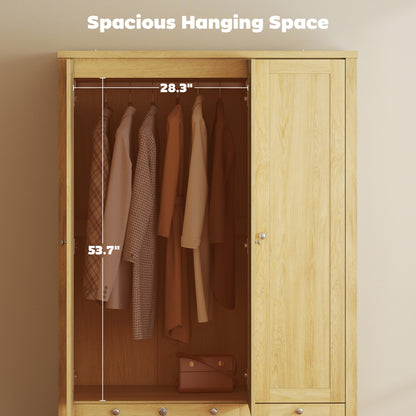 3 Doors Wardrobe Closet with 2 Drawers