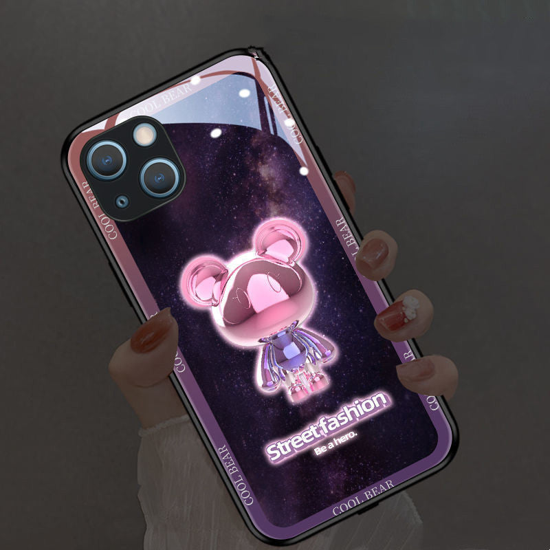 Starry Sky Metal Bear Glow Phone Case