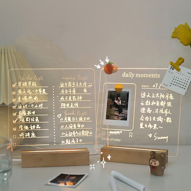 Transparent Note Board Acrylic Erasable Message Glow