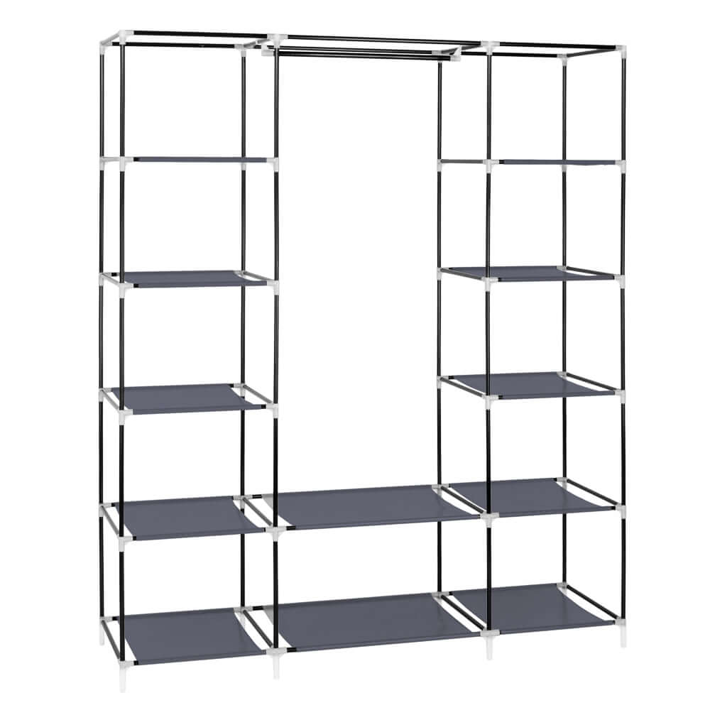 Clothes Closet Wardrobe Storage Organizer Non-Woven and Easy with multiple shelves for efficient storage solutions.
