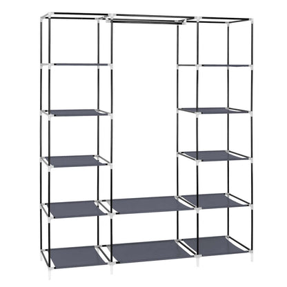 Clothes Closet Wardrobe Storage Organizer Non-Woven and Easy with multiple shelves for efficient storage solutions.